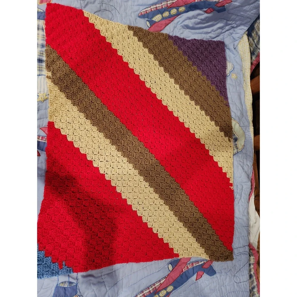 Vintage Style~Crochet Afghan~Multicolor~ 38